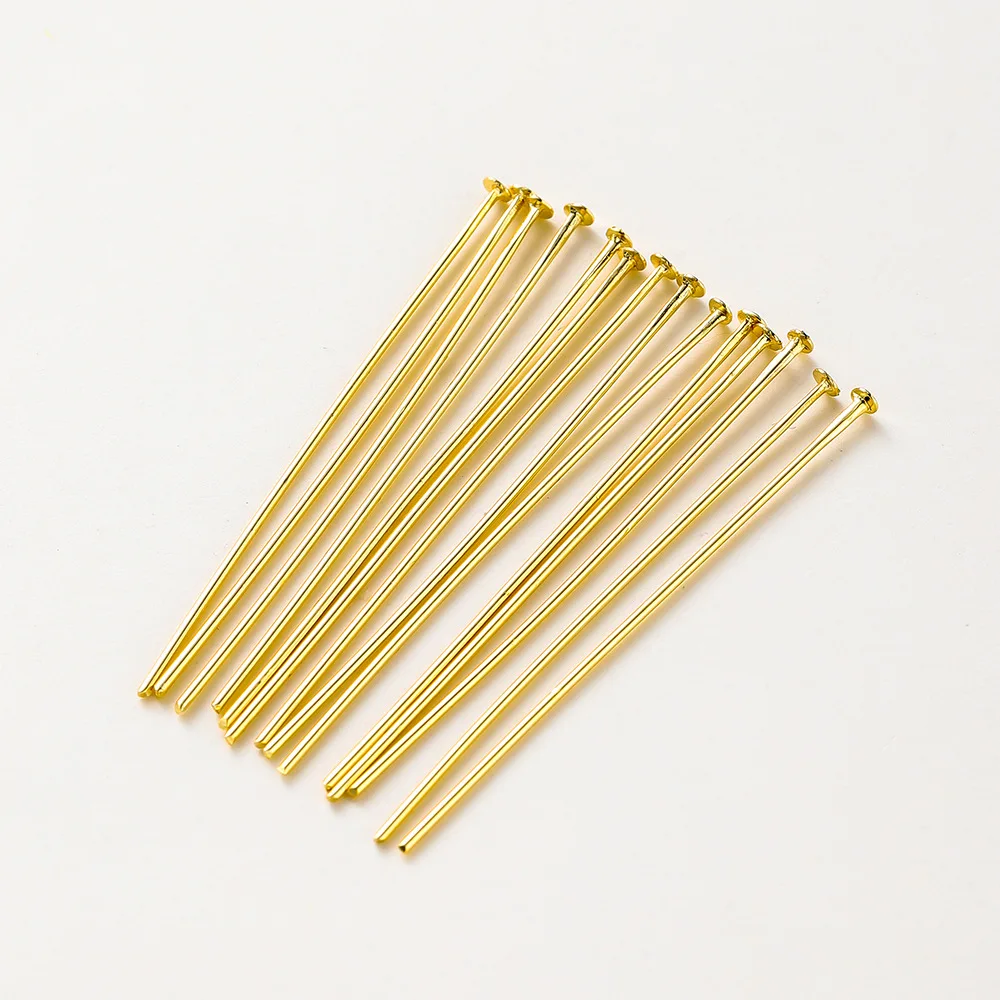 14K Flat Head Needle T Pin 18K Real Gold Electroplating Color Preserving Jewelry Needle DIY Handmade Beaded Earrings Materials W