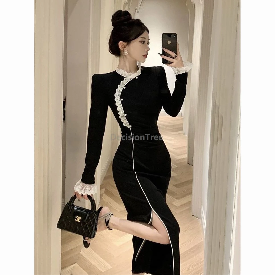 

2025 elegant romantic chinese improved qipao dress advanced sense sexy slim fitting pack hip dress trendy daily women's qipao