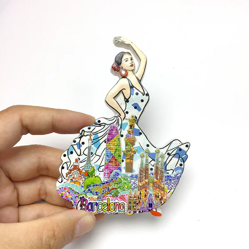 

Barcelona, Spain Cityscape Dancer Cultural and Creative Fridge Magnet Creative Travel Souvenir Gift