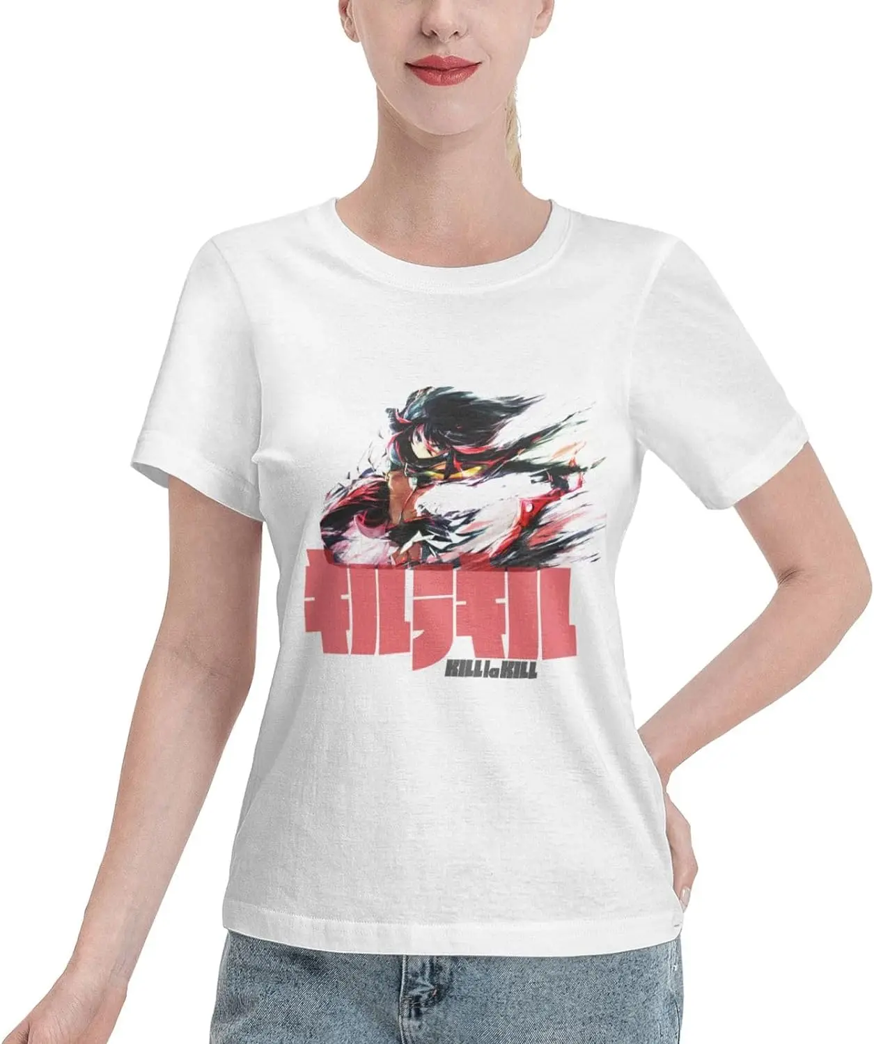 

Anime T Shirt Womens Summer Cotton Tee Round Neck Tops Casual Short Sleeve Shirts