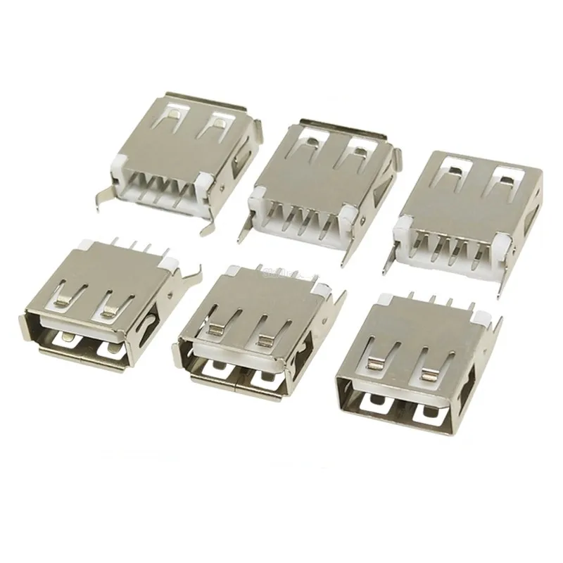 10PCS USB-A AF180 Female Socket Type A 13.7mm Straight Foot Vertical Roll/Flat Edge