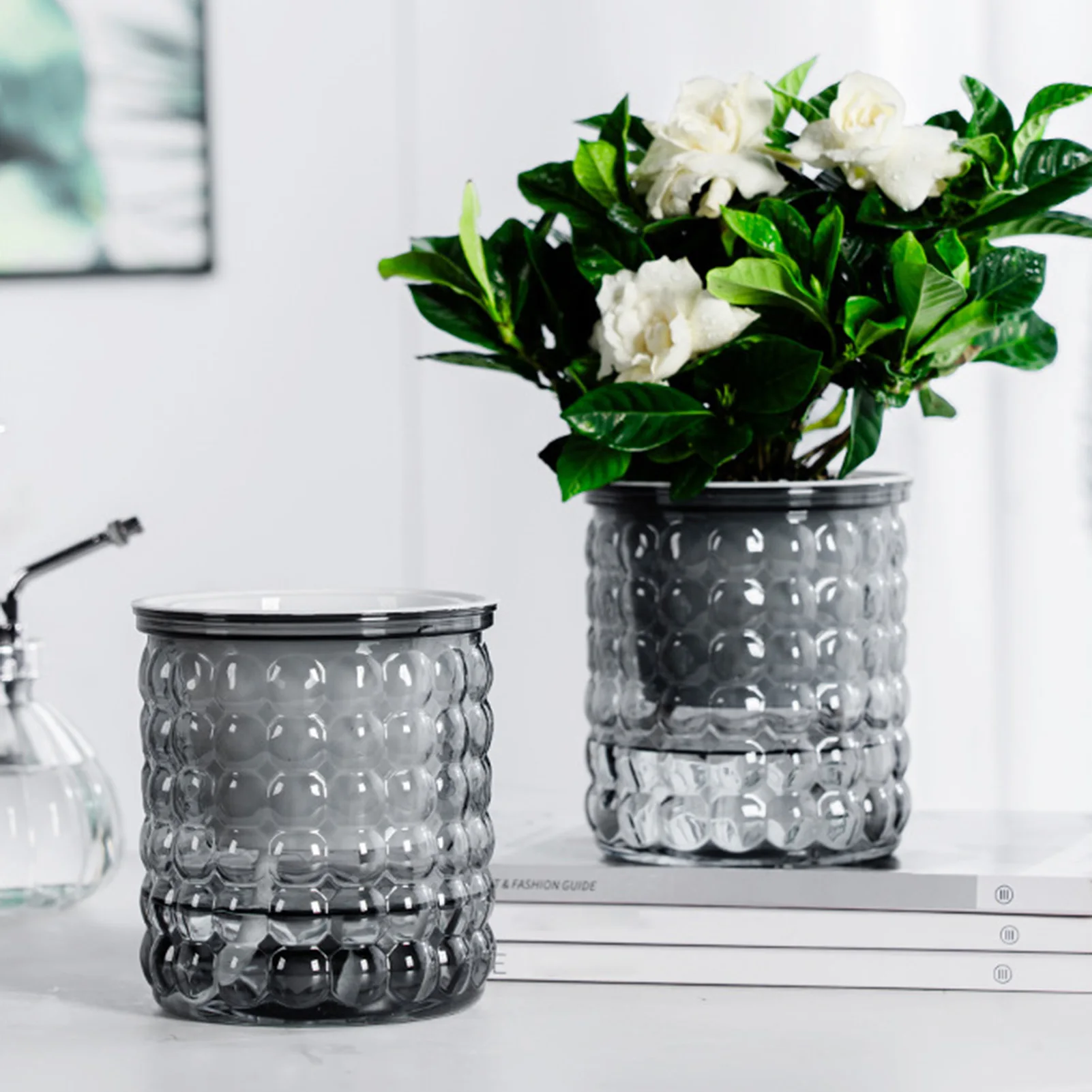 Self Watering Flowerpot Hydroponic Flower Pot Automatic Water-Absorbing Flowerpot Double Layer Plastic Self Watering Planter