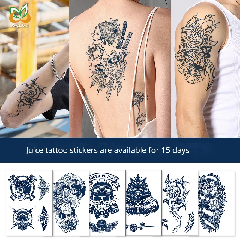 Herbal Tattoo Waterproof Juice Semi Permanent 7-15 Day Male And Female Plant Tattoo Grass And Wood Tattoos Stickers 115x160mm