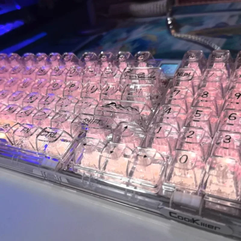 

CK68 Fully Transparent Mechanical Keyboard Ice-Clear Tri-Mode Custom Wireless Bluetooth Suitable for Male and Female Gaming