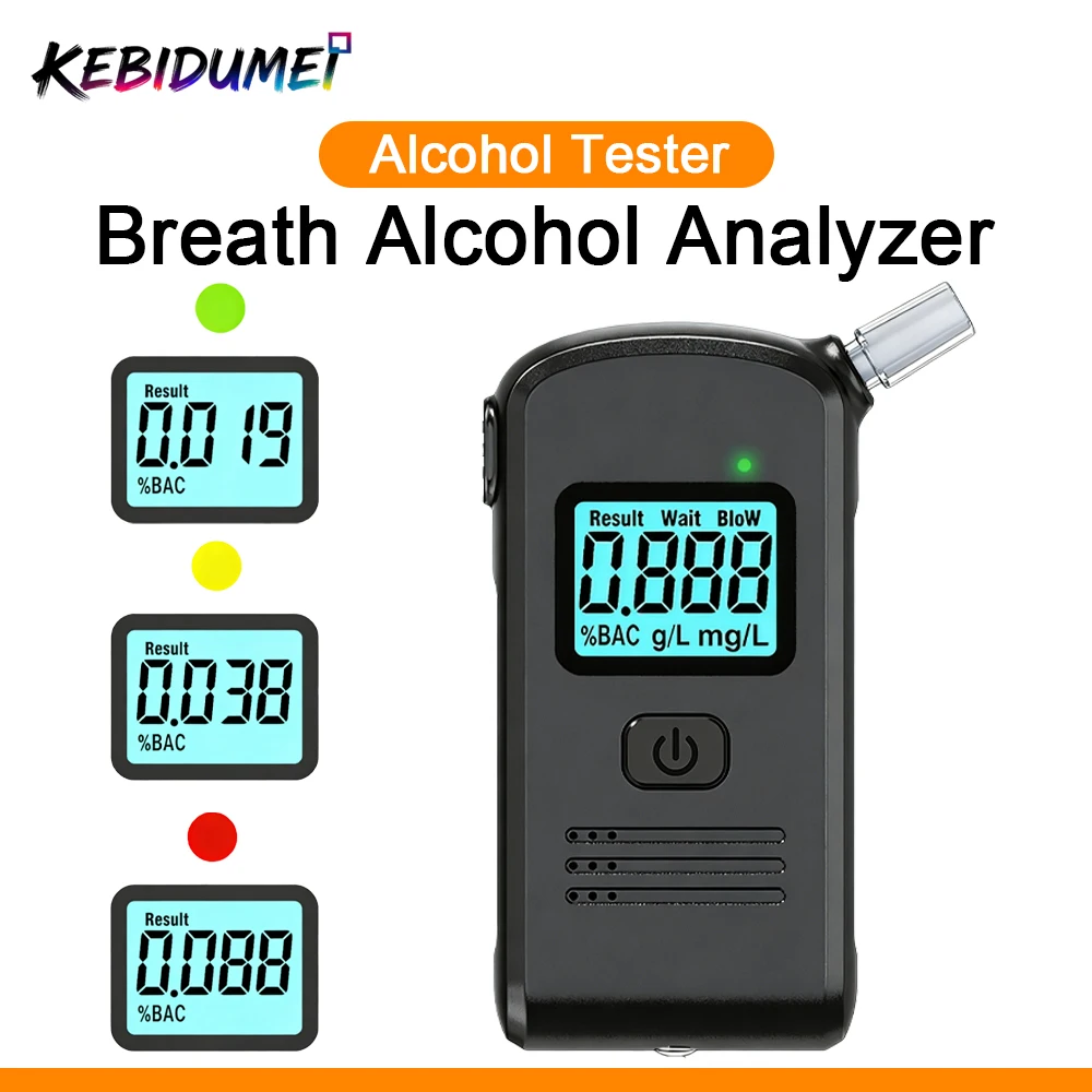 

KEBIDUMEI Digital Alcohol Tester Breath Alcohol Analyzer with LCD Display Drunk Driving Analyzer Test for Home Car Accessories