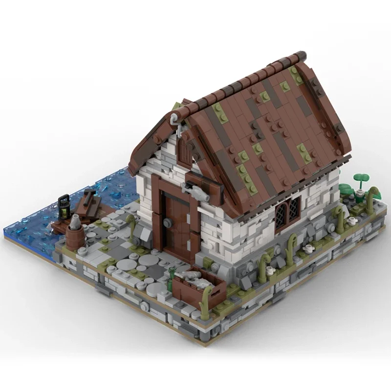 medieval fisherman hut bricks fishing cottage architecture bricks modular medieval harbor blocks hut house blocks architecture