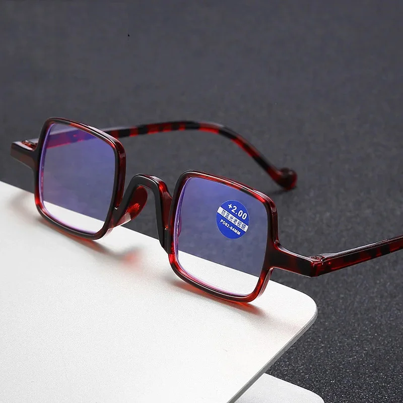 Square Rectangle Frame Reading Glasses Anti Blue Light Resin Sheet Bean Flower Black Frame Presbyopic Eyewear +1.0 +1.5 +4.0