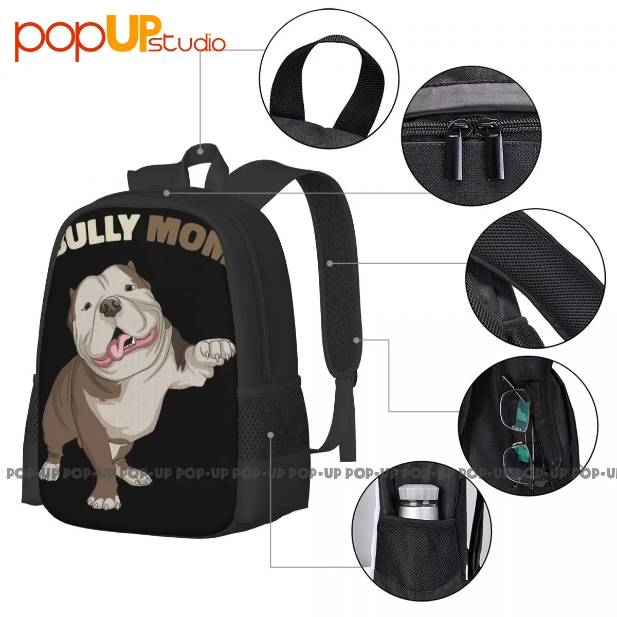 American Bully Mutter lustige Hund Mama Muttertag Rucksack große Kapazität drucken Kunstdruck Einkaufstasche Schule Sporttasche