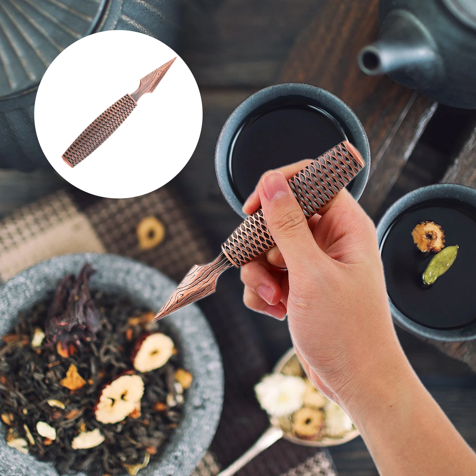 

1pc Knife Zinc Alloy Fish Scale Handle Strong Easy Grip No Slip Tool for Tea Cake Puer Tea Kitchen Bar
