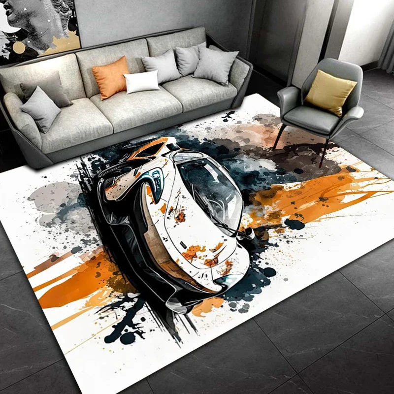 Racing Car Pattern Artwork Rug Bedroom Living Room Cool F1 Carpet for Kitchen Floor Mats Home Decor Non-Slip Floor Pad Rugs Gift