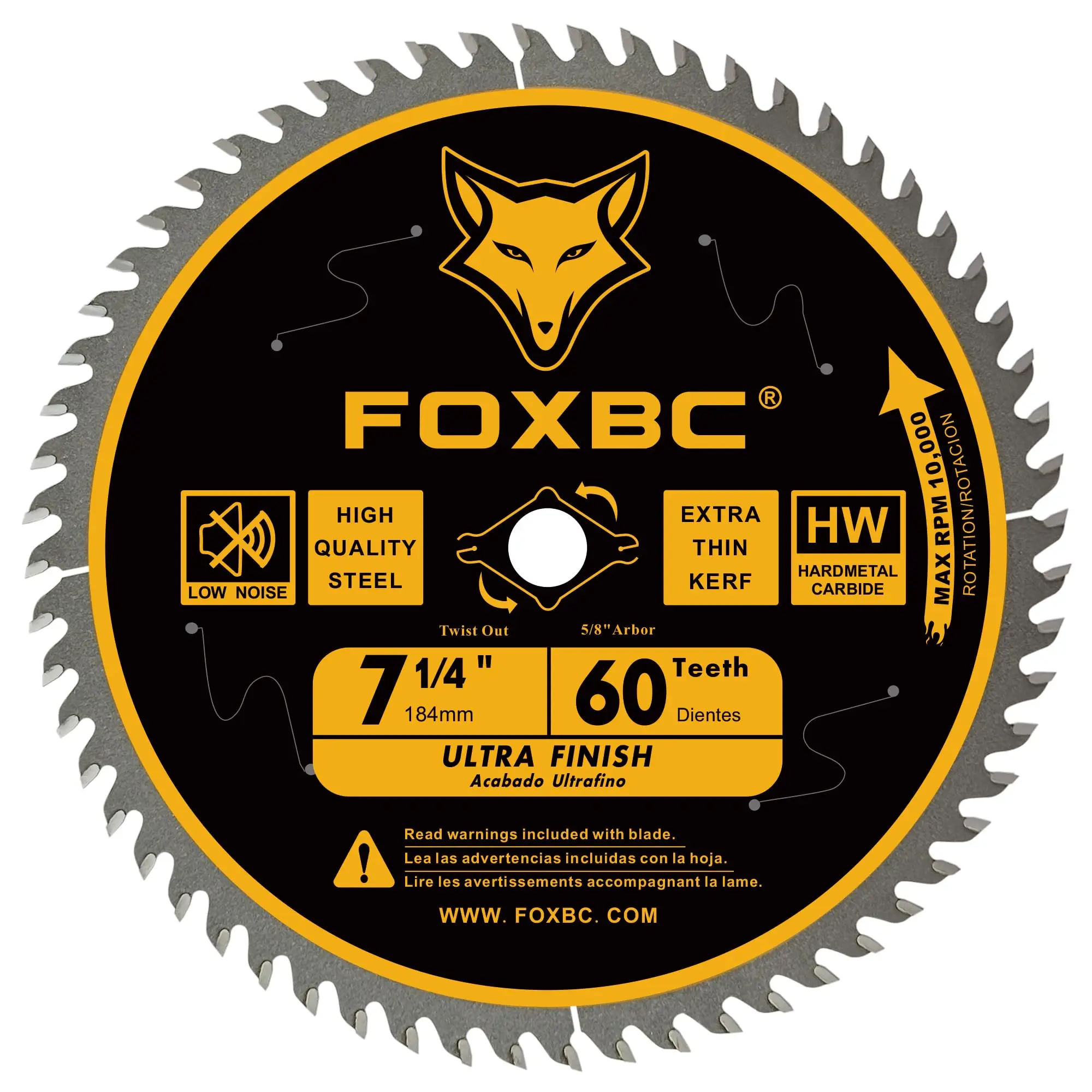 FOXBC 184mm piły tarczowe 60T zamiennik DeWalt DWA171460, Freud Diablo D0760A D0760X