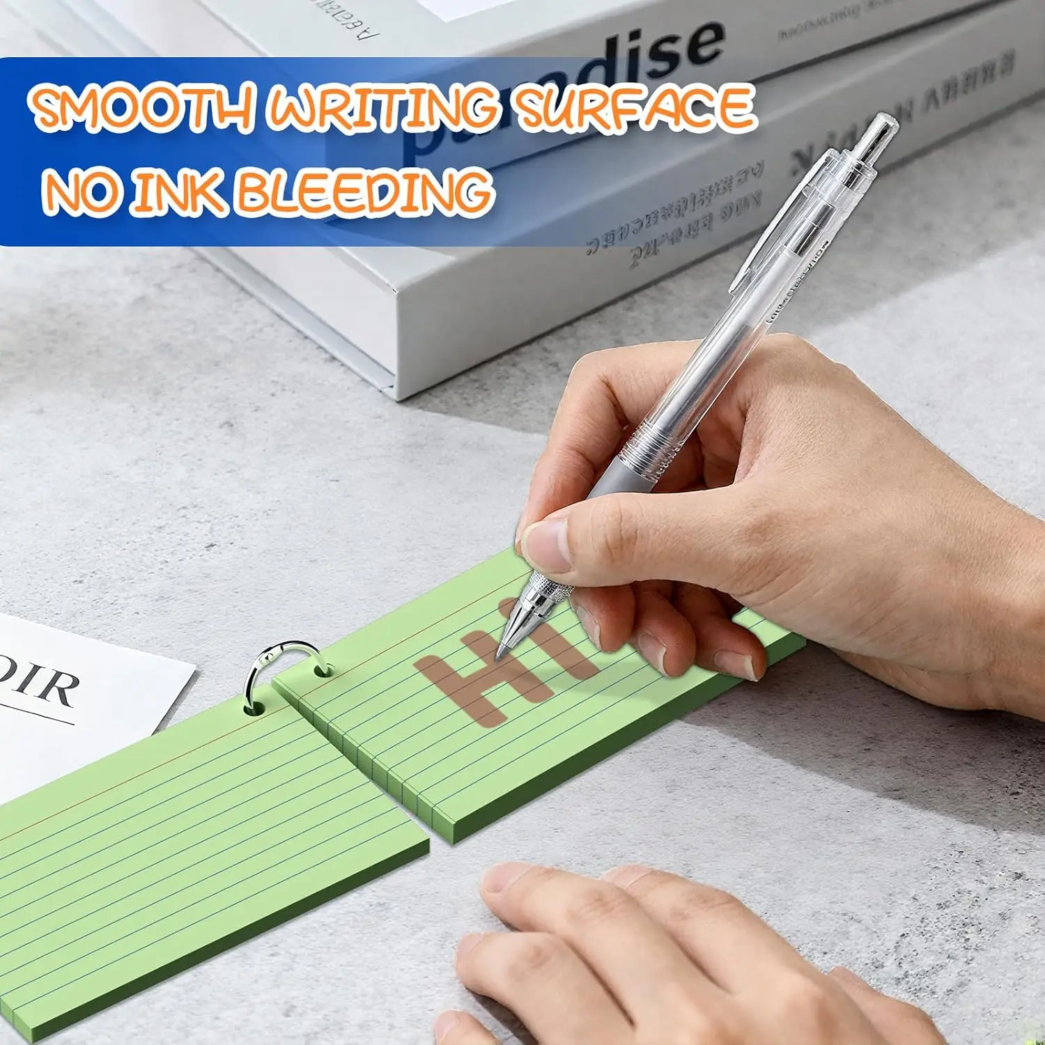 250 عدد بطاقات الفهرس الملونة 5 ألوان 3 × 5 بوصة لوحة مذكرة مبطنة مع حلقة رئيسية ملاحظة تدوين ملاحظات لاصقة للدراسة للمنزل والمدرسة #5