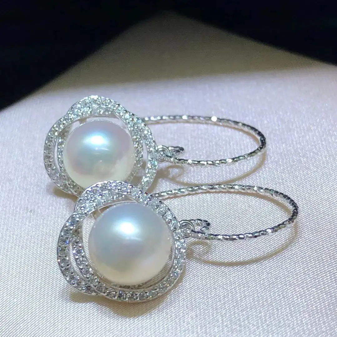 

Оптовая продажа, серьги из стерлингового серебра S925, фурнитура для крепления, базовые монтажные детали, аксессуар для жемчуга 7-8 мм, 5 пар/лот