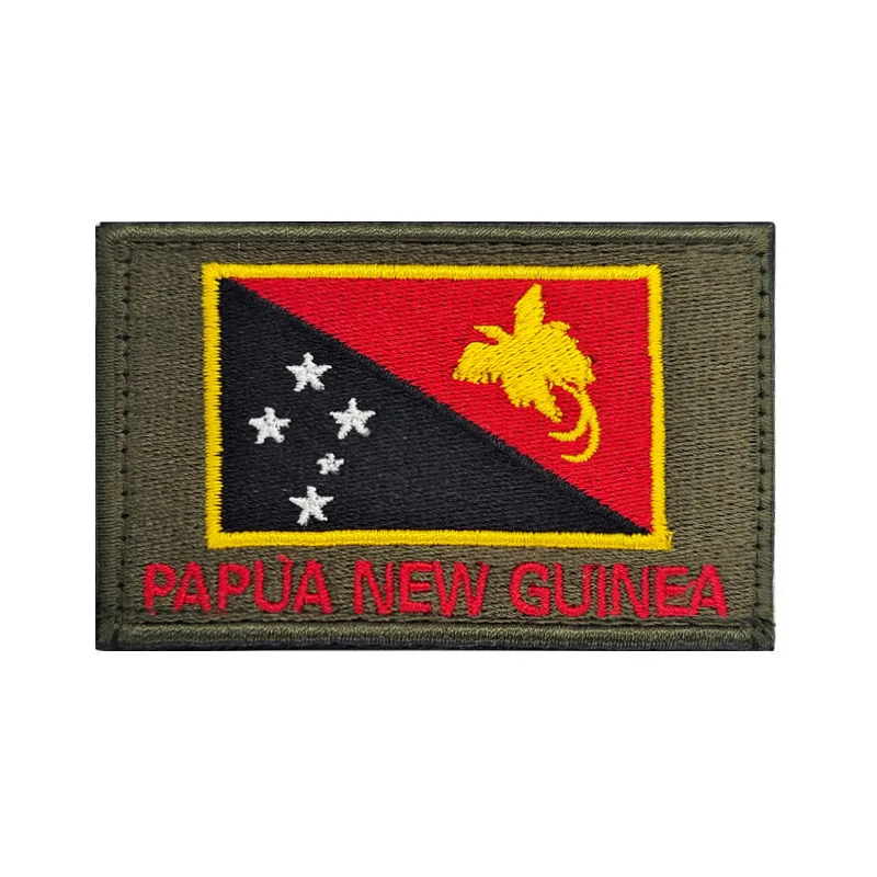 Oceania Flag of Papua New Guinea Embroidered Badge Hook and Loop Cloth Stickers Small Flag Patches Military Backpack Appliques