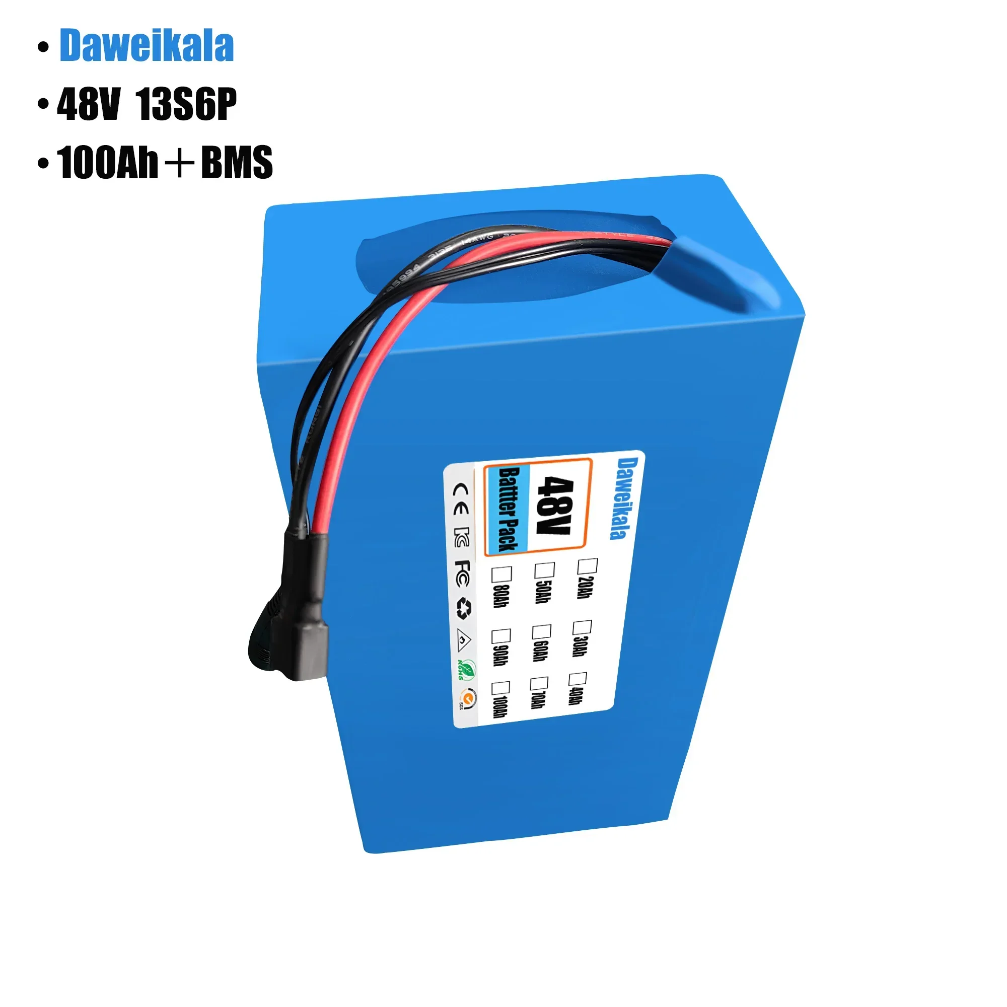 2025New 48V 18650 بطارية ليثيوم أيون حزمة 48V 100000 mAh 13S6P البدلة سكوتر دراجة نارية تخصيص المكونات الاتحاد الأوروبي/الولايات المتحدة شاحن