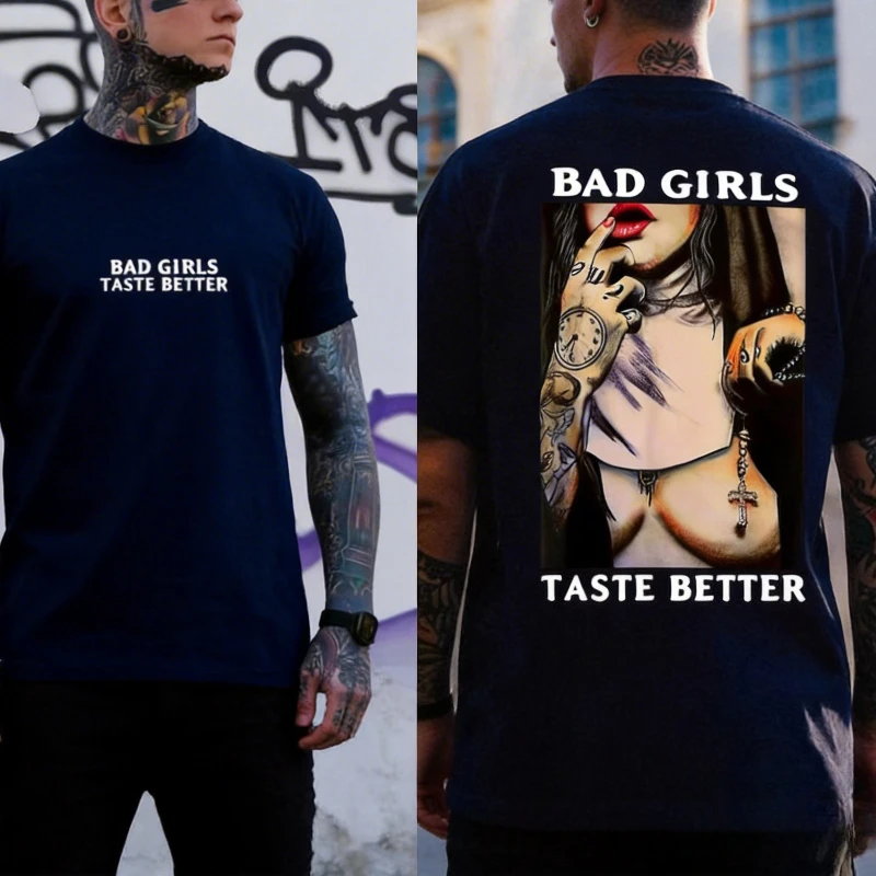 Bad Girls Taste Better Sexy Naked Nun 2 Sided Shirt Devil Sweater For Trendy Retro Funny Edgy Y2k Hipster Street Fashion t-shirt