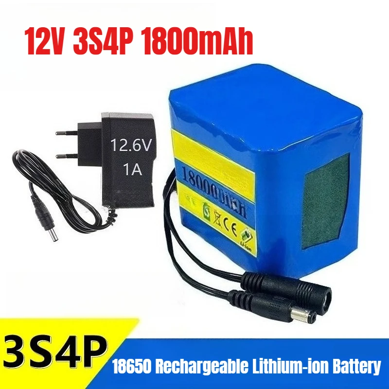 

12V 3S4P 1800mAh 18650 Rechargeable Lithium-ion Battery Pack + Charger