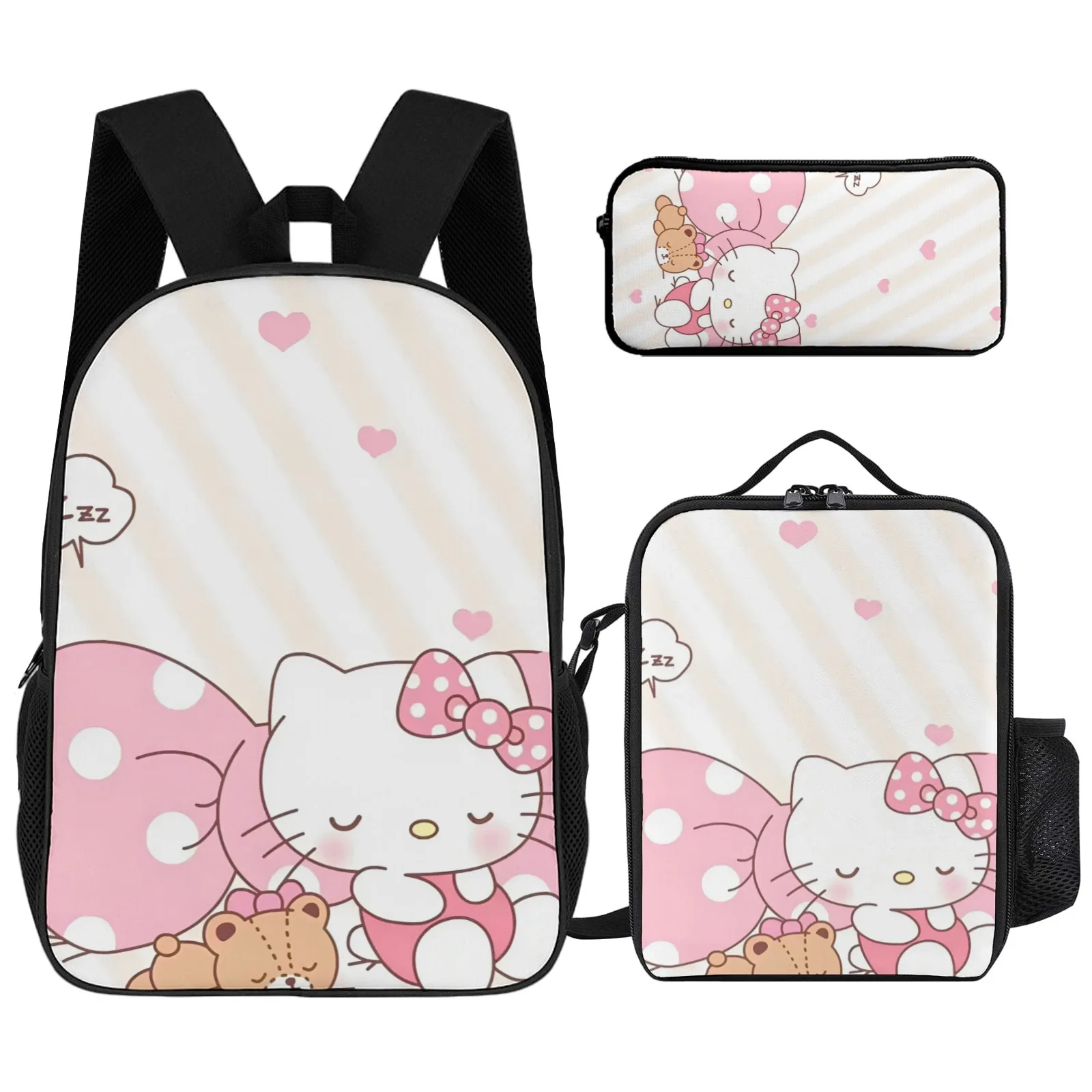 

Спящие школьные рюкзаки Hello Kitty Sac A Dos для подростков, детская сумка для девочек, 17-дюймовый пенал, школьный рюкзак, сумка для обеда