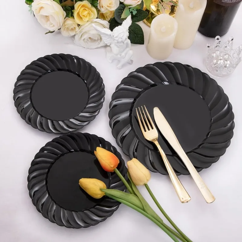 Placas plásticas para o casamento e o uso do partido, prêmio, resistente, plástico, placas de jantar, incluindo 50 PCes, 9 ", 100 PCes