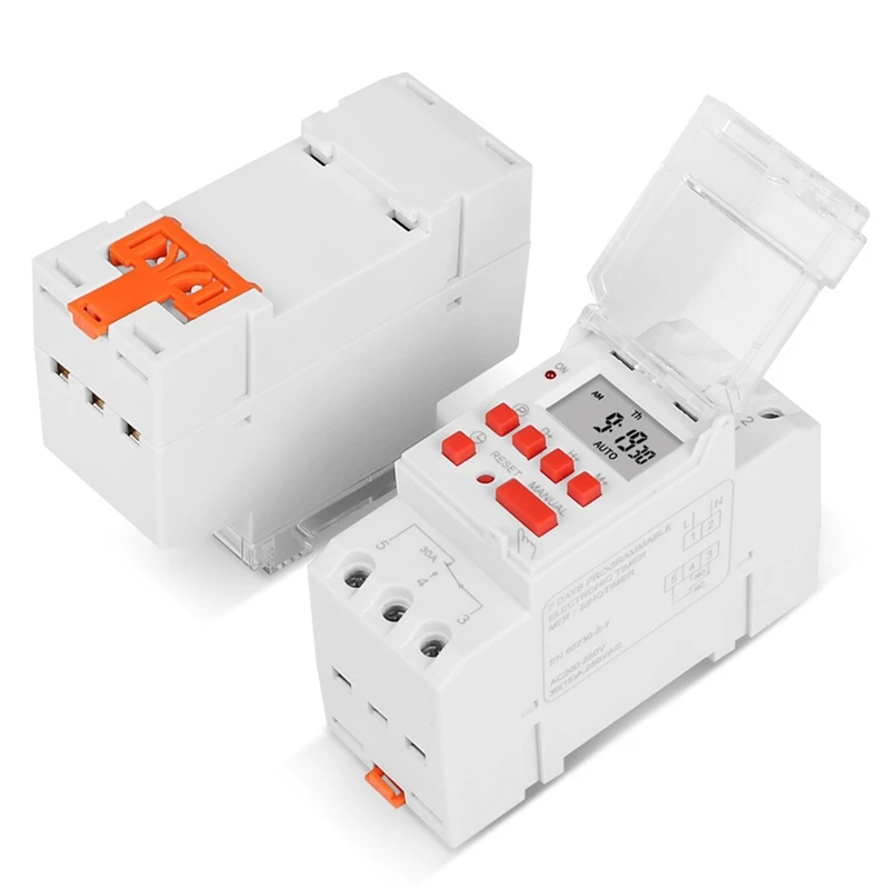 DTA6 Programmable Timer Switch Heavy-Duty 16 ON/Off Settings 5000W DIN Rail Timer with LCD for Industrial Use