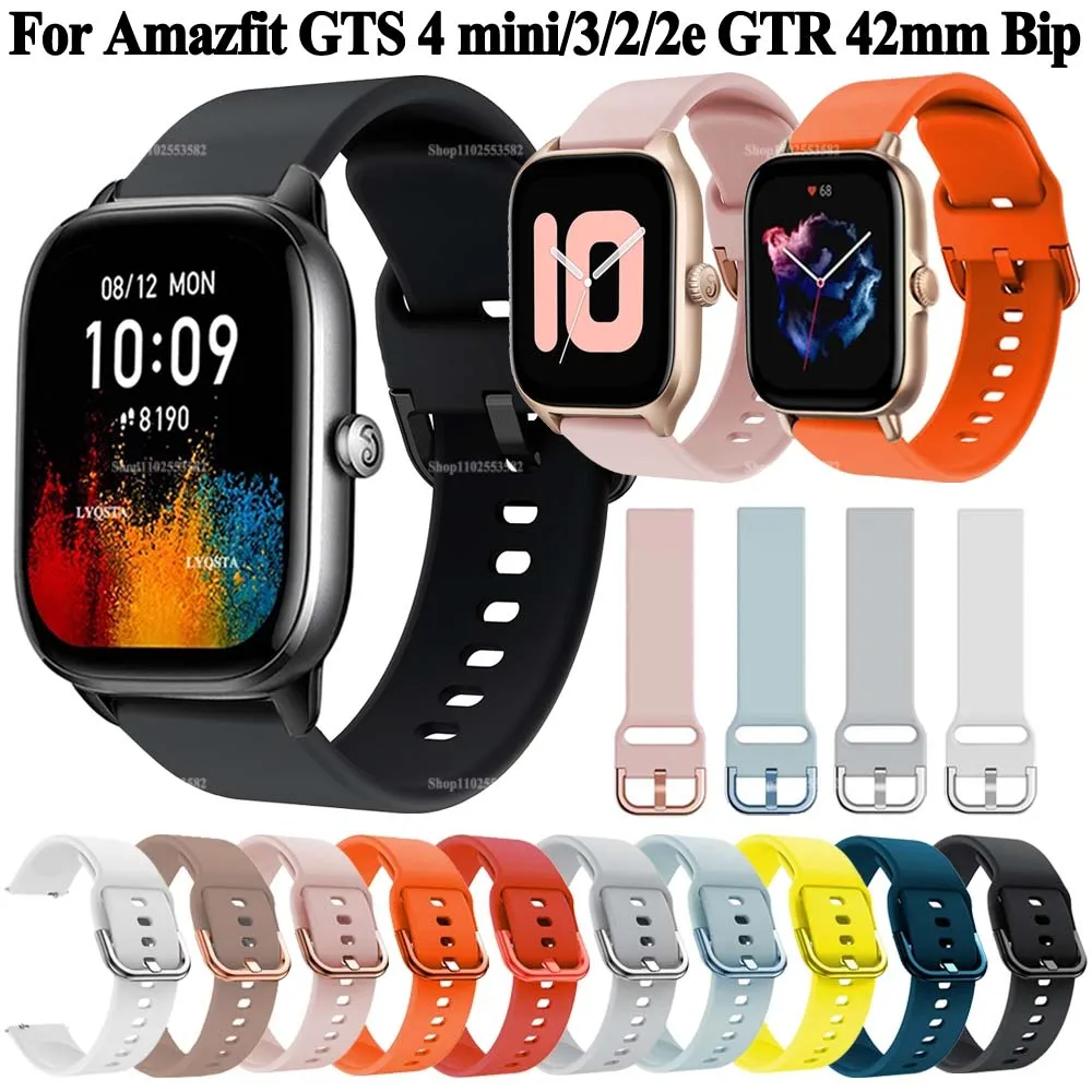 20mm Watch Strap For Xiaomi Huami Amazfit GTS 4 Bip U S Pro Band Silicone Wristband Bracelet Belt For Amazfit GTS3 GTS 2 Mini 2e