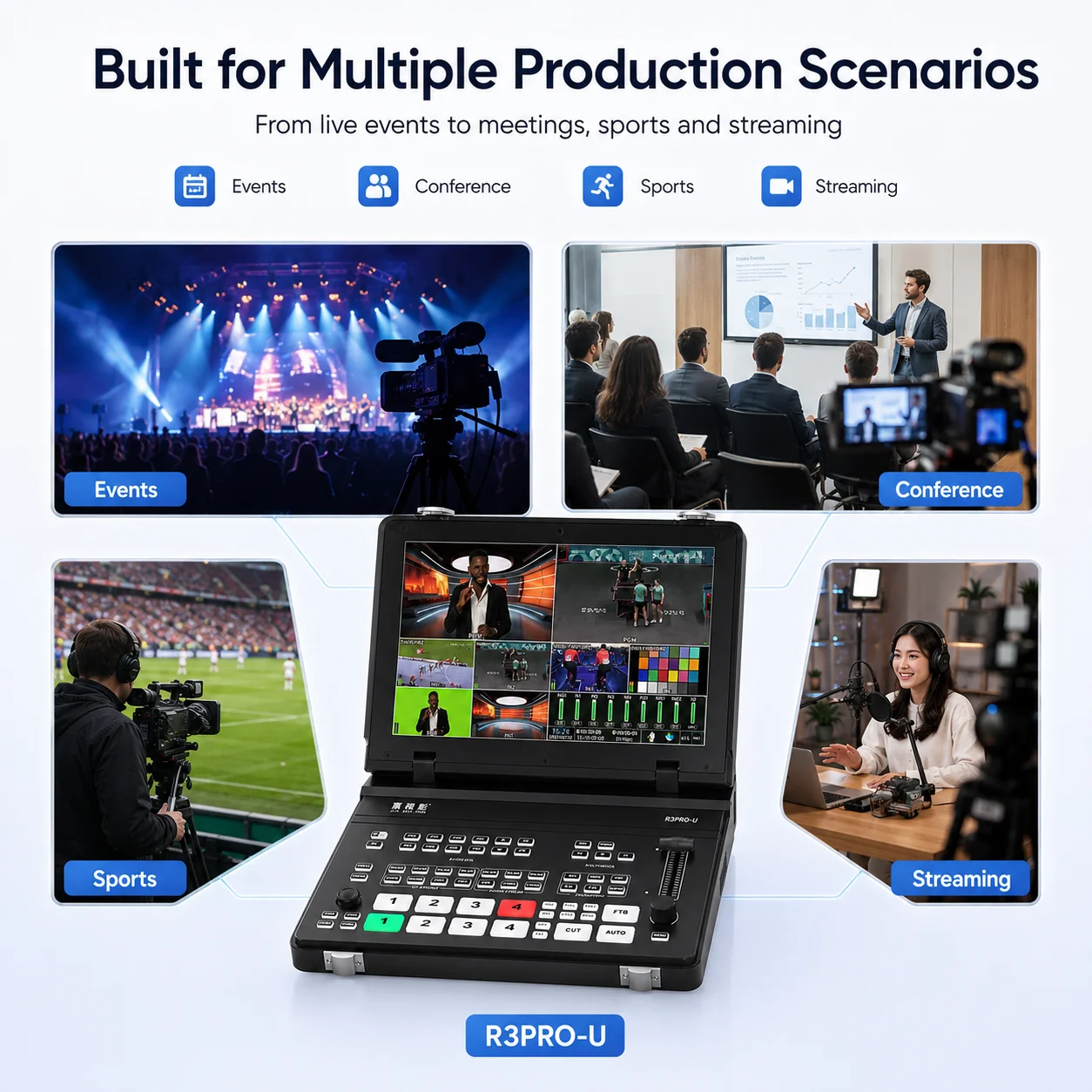 YXTCQ R3PRO-U 4Kライブビデオスイッチャー、4 - Audio Mixer 4 Channel のレビューと価格