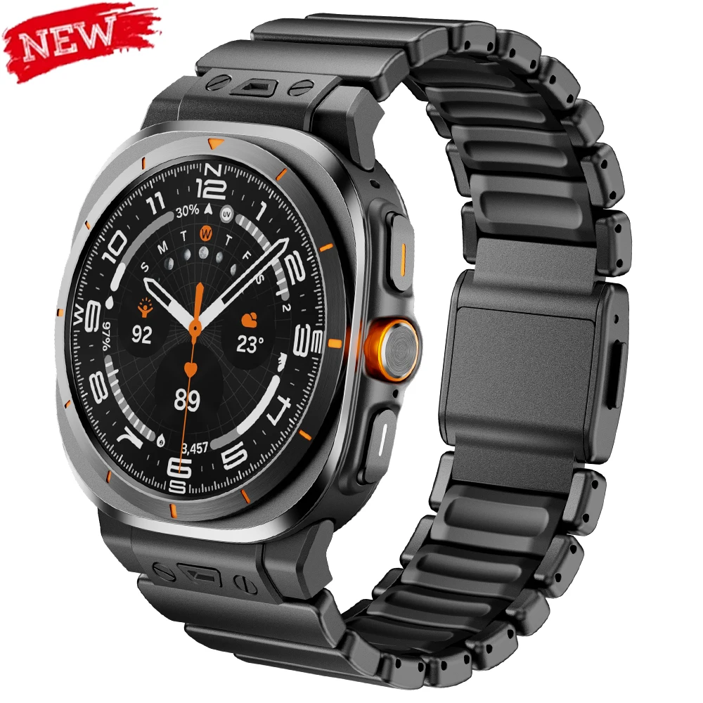 Titanium Strap for Samsung Galaxy Watch Ultra 2025 Silicone Magnetic Band for Galaxy Watch Ultra 47mm Stainless Steel Bracelet