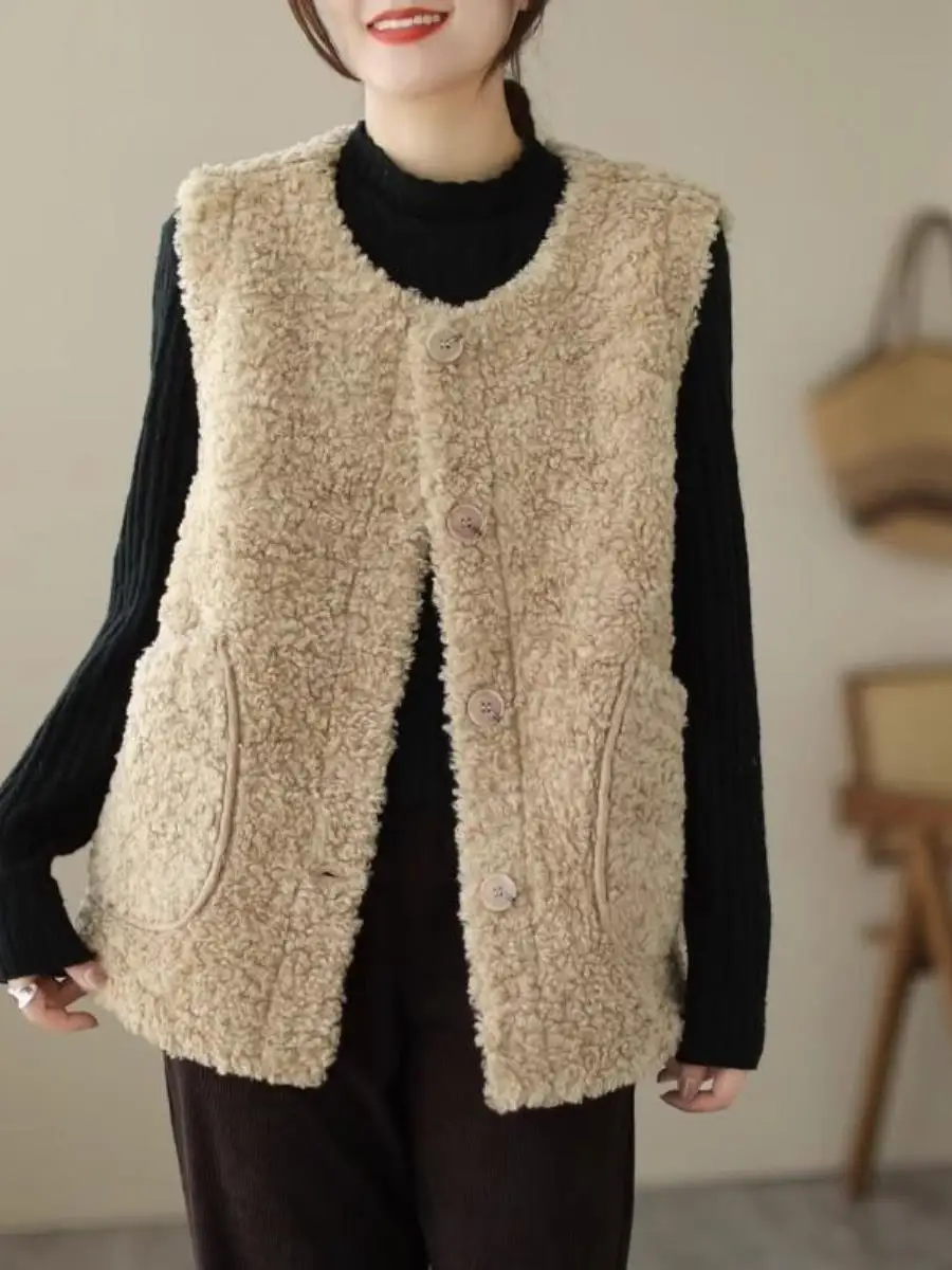 women's-thiened-jaet-faux-fur-vest-tee-piece-set-autumn-winter-large-size-clothing-comfortable-warm-faionable