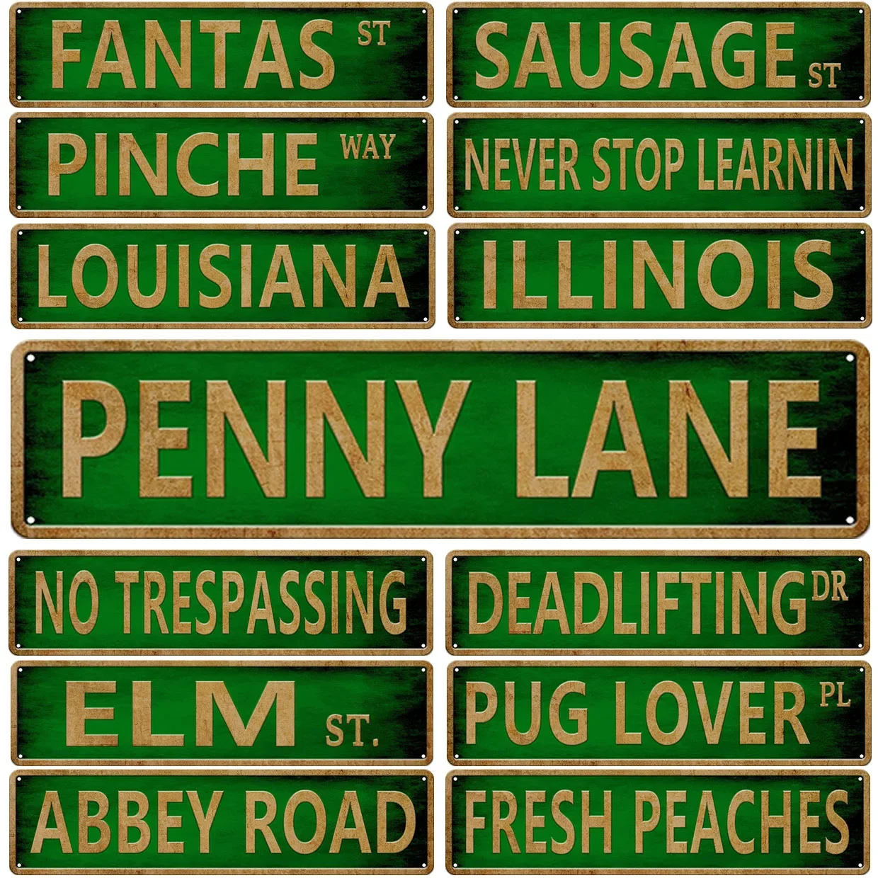 Decor Penny Lane Pinche Way Vintage Tin Signs Funny Street Metal Signs Country Road Sign for Home Wall Cafe Bar Man Cave Outdoor