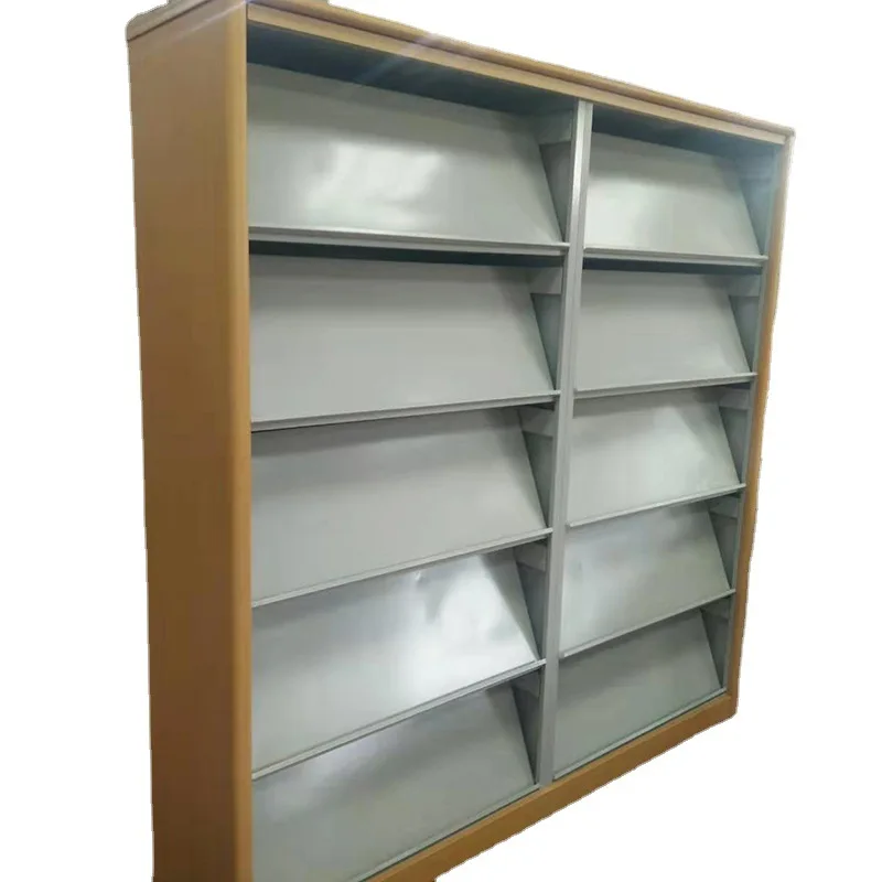 #Manufacturer's Picture Bookshelf, School Student Reading Room Book Room Steel Wood Double-sided Bookcase, Library Steel Bookshe