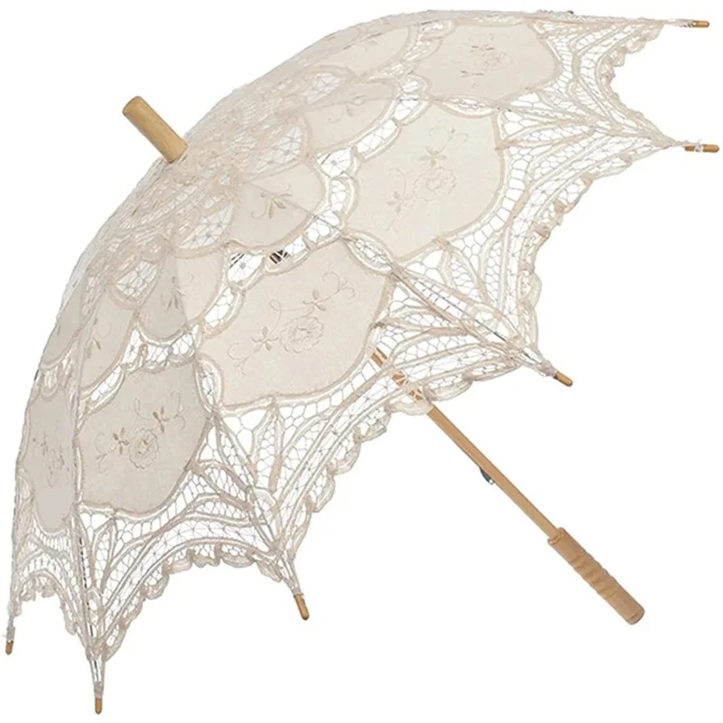 Wedding Bride Lace Umbrella White Princess Umbrella Wedding Lace Bride Umbrella Wedding Dress Female Photography Props Parasol