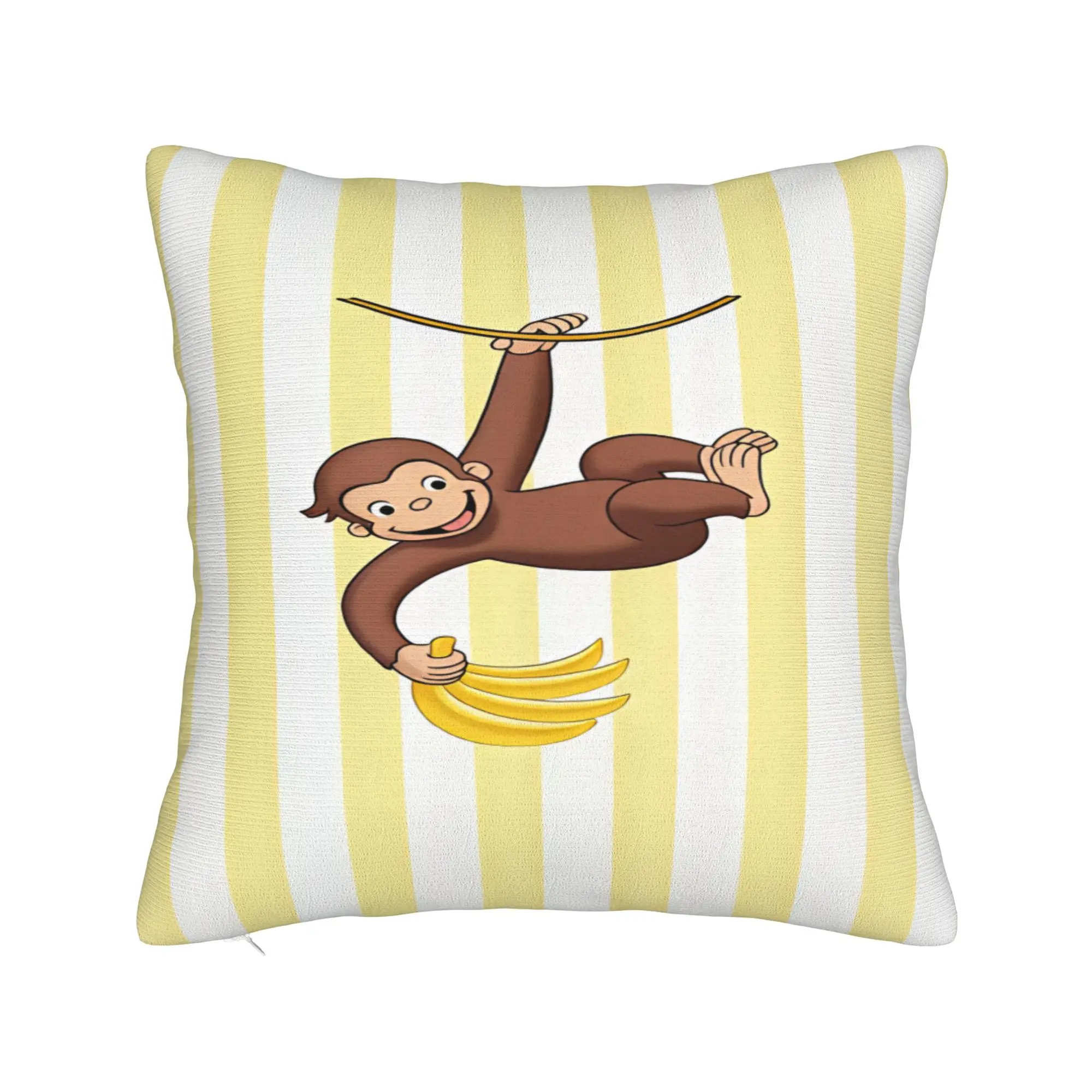 Pillow Cover Curious George Monkey  Funny Pillow Case For Sofa Couch Bed Living Room Pillowcases