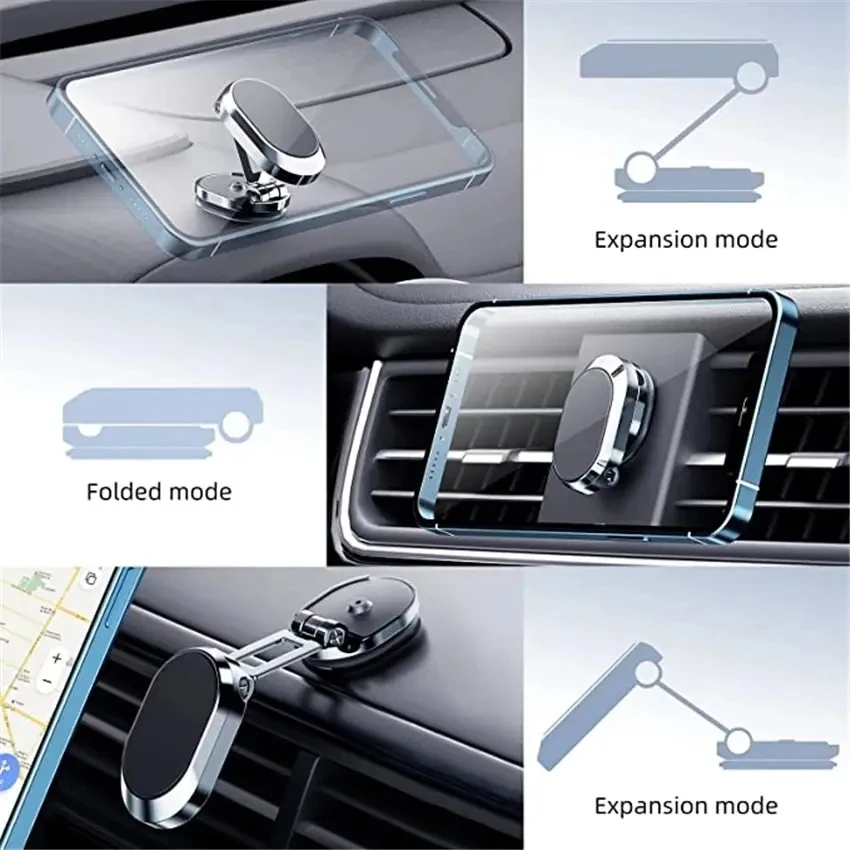 Rotating Folding Magnetic Bracket Car Dashboard Navigation Metal Bracket Suspension Multiangle Adjustment Mobile Phone Universal image 3