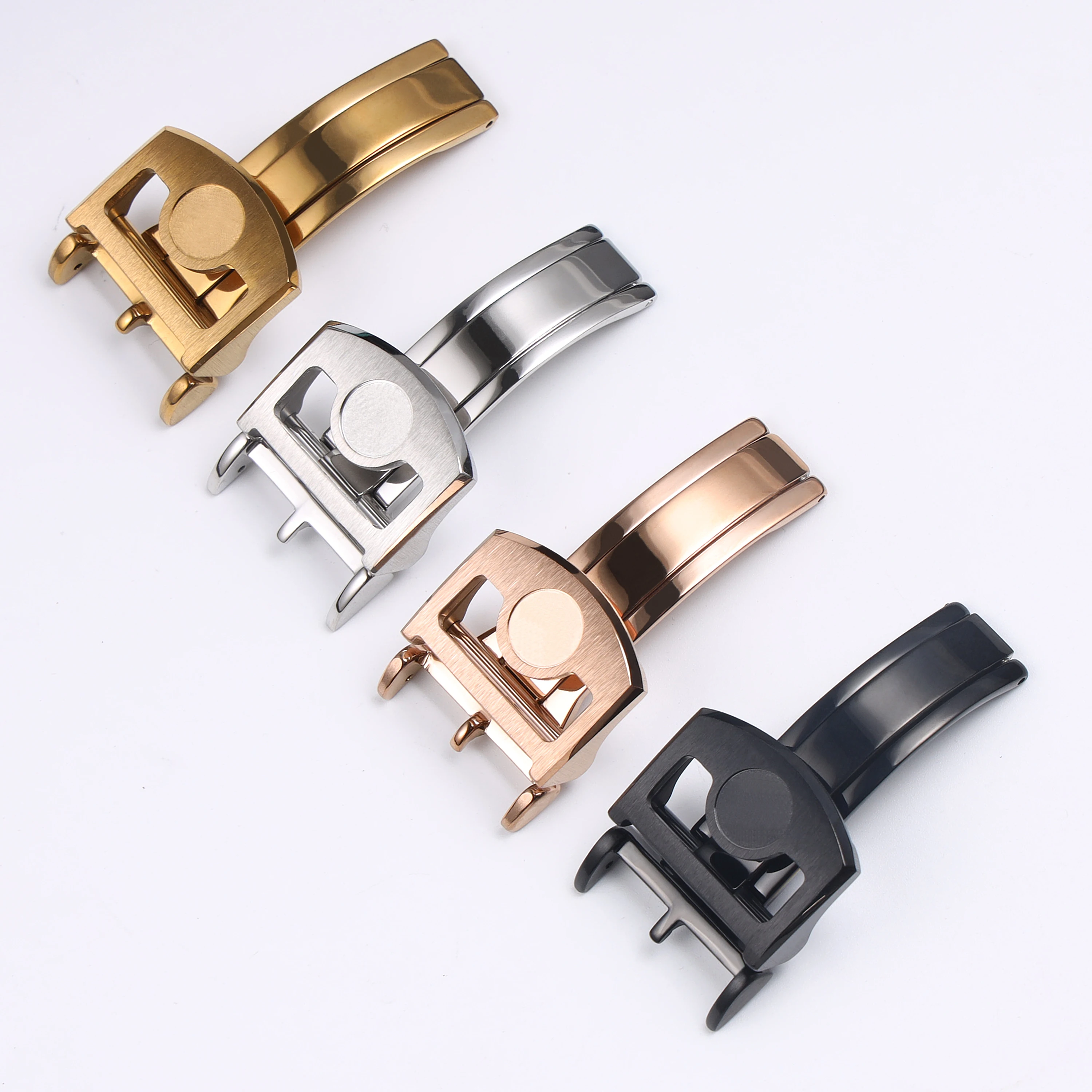 

18mm Silver Rose Gold Solid Stainless Steel Watch Deployment Clasp for IWC Big Pilot Portuguese Metal Folding Clasp Accessories