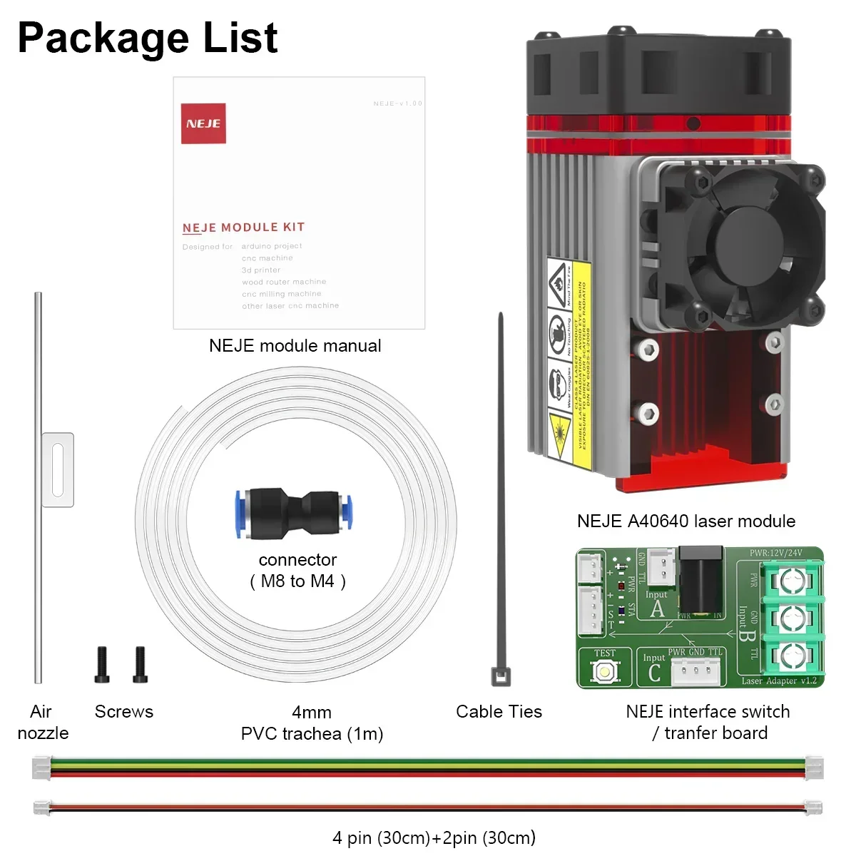 NEJE A40640 Diode Laser Module with Air Assist 450nm PWM Laser Head for Engraver Cutting Wood Tools-Dual-FAC Zoom Tech