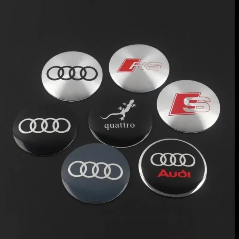 4Pcs 56/65/60/75mm Badge Car Tire Wheel Hub Cap Decal Sticker For Audi Center Caps A3 A4 S4 A5 S5 A6 S6 A7 RS4 Q3 Q5 Accessories