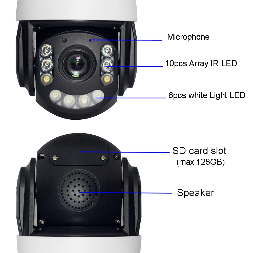 Imagem -04 - Câmera ip Ptz Xmeye-pro Compatível com Onvif Luz Dupla Zoom 30x Câmera Poe Ptz Áudio Bidirecional 6mp 5mp