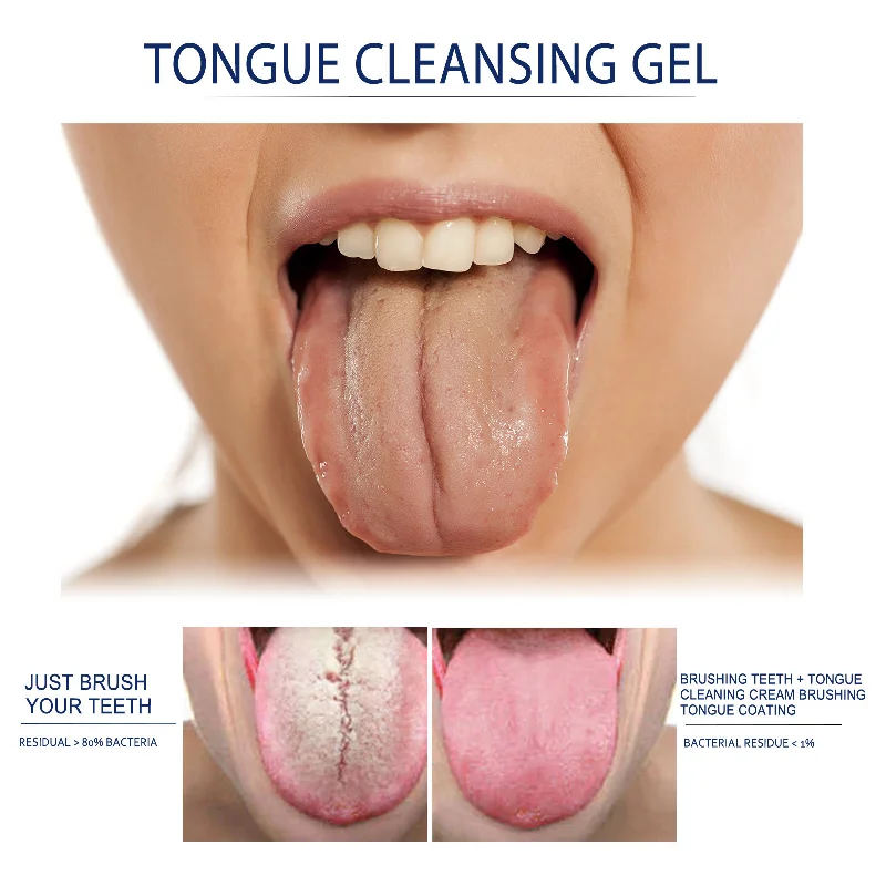 50g Tongue Cleansing Gel With Tongue Brush Clean Oral Care Remove Odour Fresh Breath Tongue Scraper