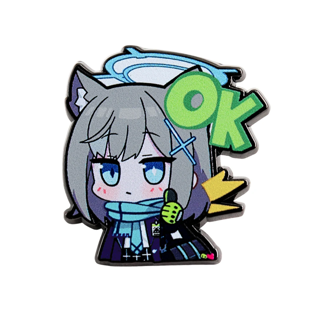 Blue Archive Sunaookami Shiroko Game Logo Peripheral enamel brooch Abydos School Uniform Wolf Ear Girl lapel pin Accessories Col
