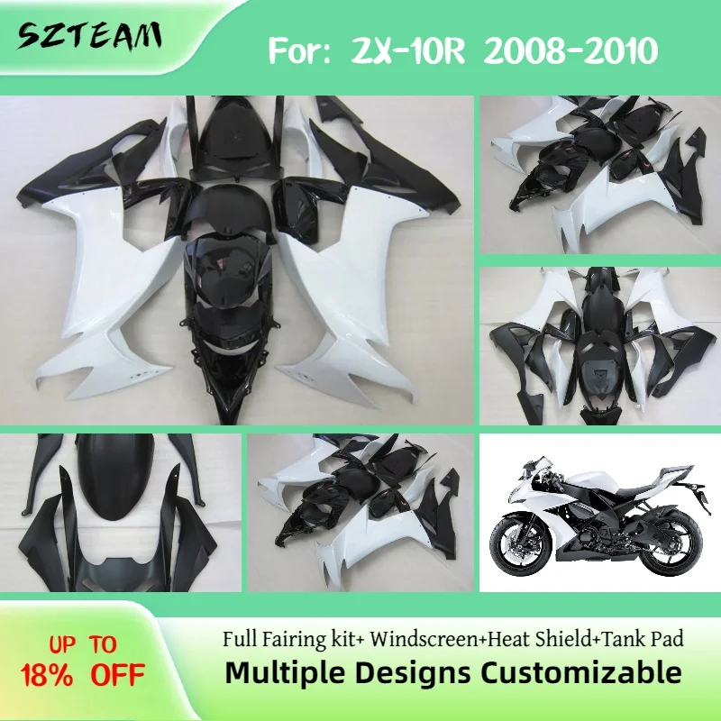 

Комплект обтекателей Prime ZX-10R 2008 2009 2010, настраиваемые обтекатели мотоцикла для Kawasaki Ninja ZX10R 08 09 10