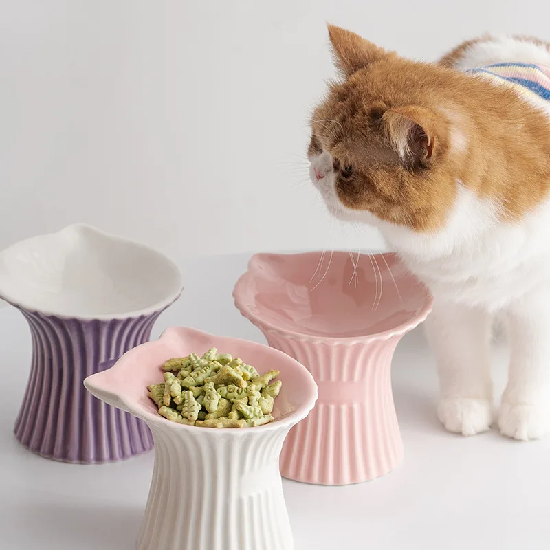 Pet Ceramic Bowl Cat Feeders Heighten Base Bowl Pet Products