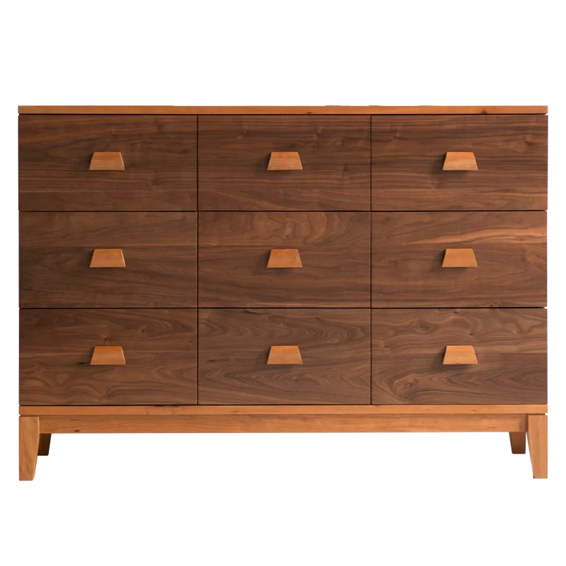 

Современный средневековый черный орех из массива дерева, девять ведер, шкаф для хранения и хранения, цветной парный ящик, шлюзовый шкаф