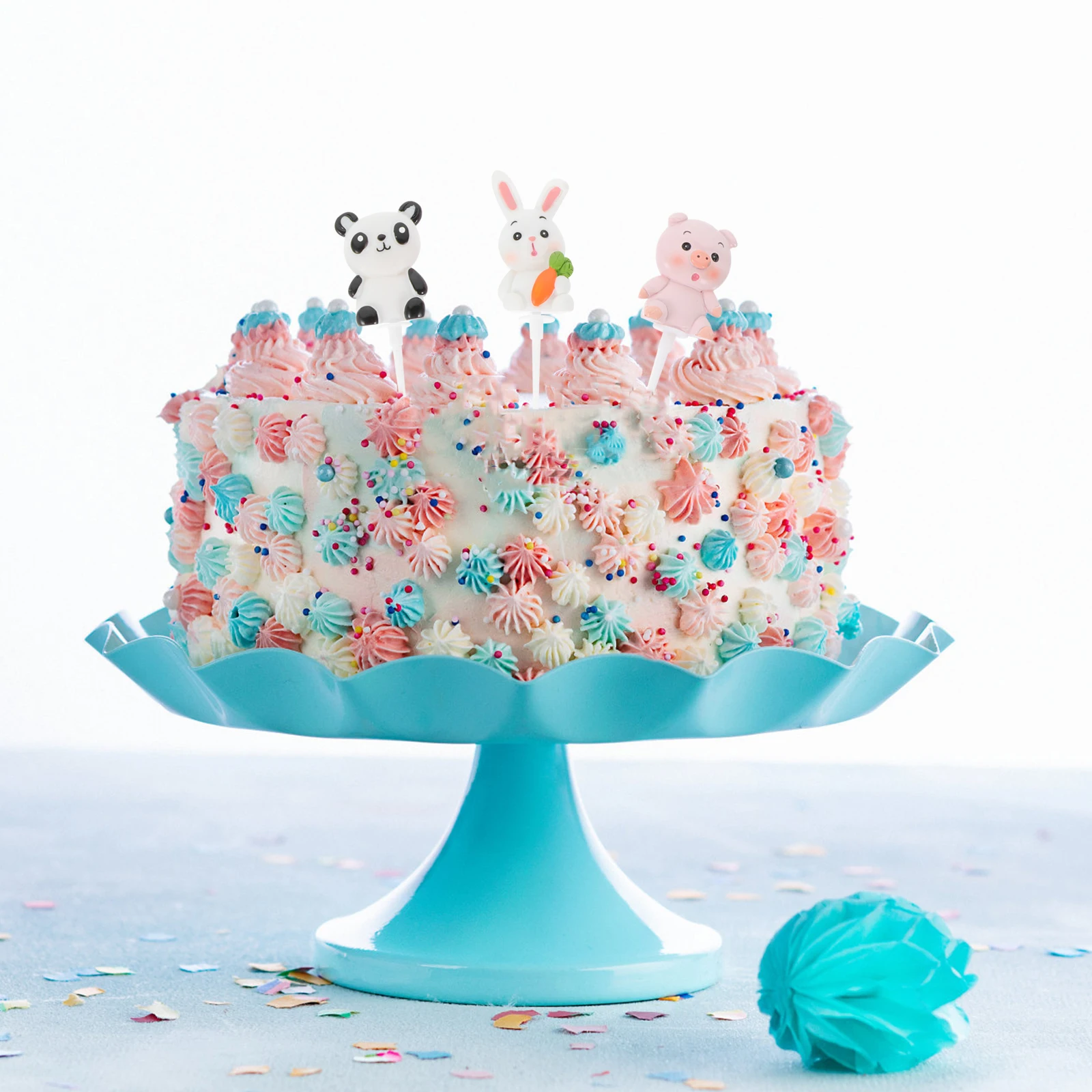 

6pcs Animal Resin Ornaments Cake Decor Home Scene Layout Adornment Decorative Giraffe Tabletop Decor Birthday Party Decoration
