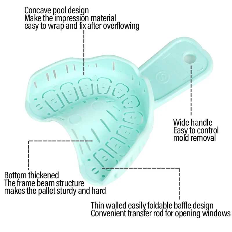 Ensemble d'empreintes dentaires, plateau en plastique S/M/L, plateau pour Implant dentaire, bouche complète, plateau de moule partiel amovible, facile à plier, 6 pièces