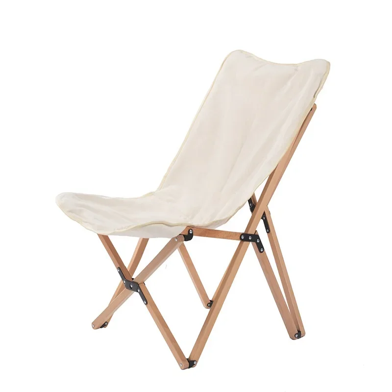 Portable foldable outdoor barbecue beach leisure wooden deck chair