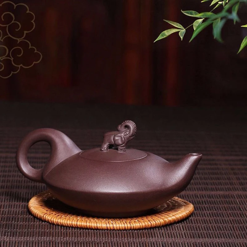 180CC Yixing Clay Teapot Elephant Design Lid Household Kung Fu Teaware Ceramic Kettle Raw Ore Teapots Tea Ceremony Supplies