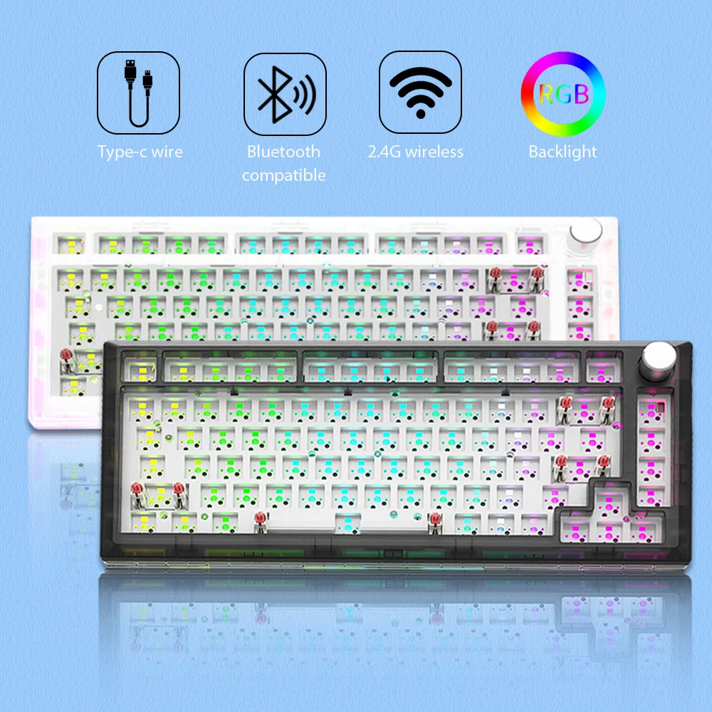 

Mechanical Keyboard Kit 75% Custom Keyboard with RGB volume adjustment Wired Keyboard Hot Swap Satellite axis Gaming Keyboard