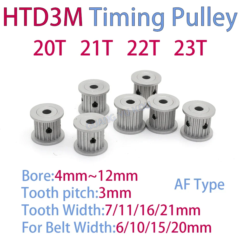 HTD 3M Synchronous Wheel 20T 21T 22T 23T Teeth Timing Pulley Bore 4mm-12mm for Belt Width 6/10/15/20mm 20 21 22 23 Teeth Options