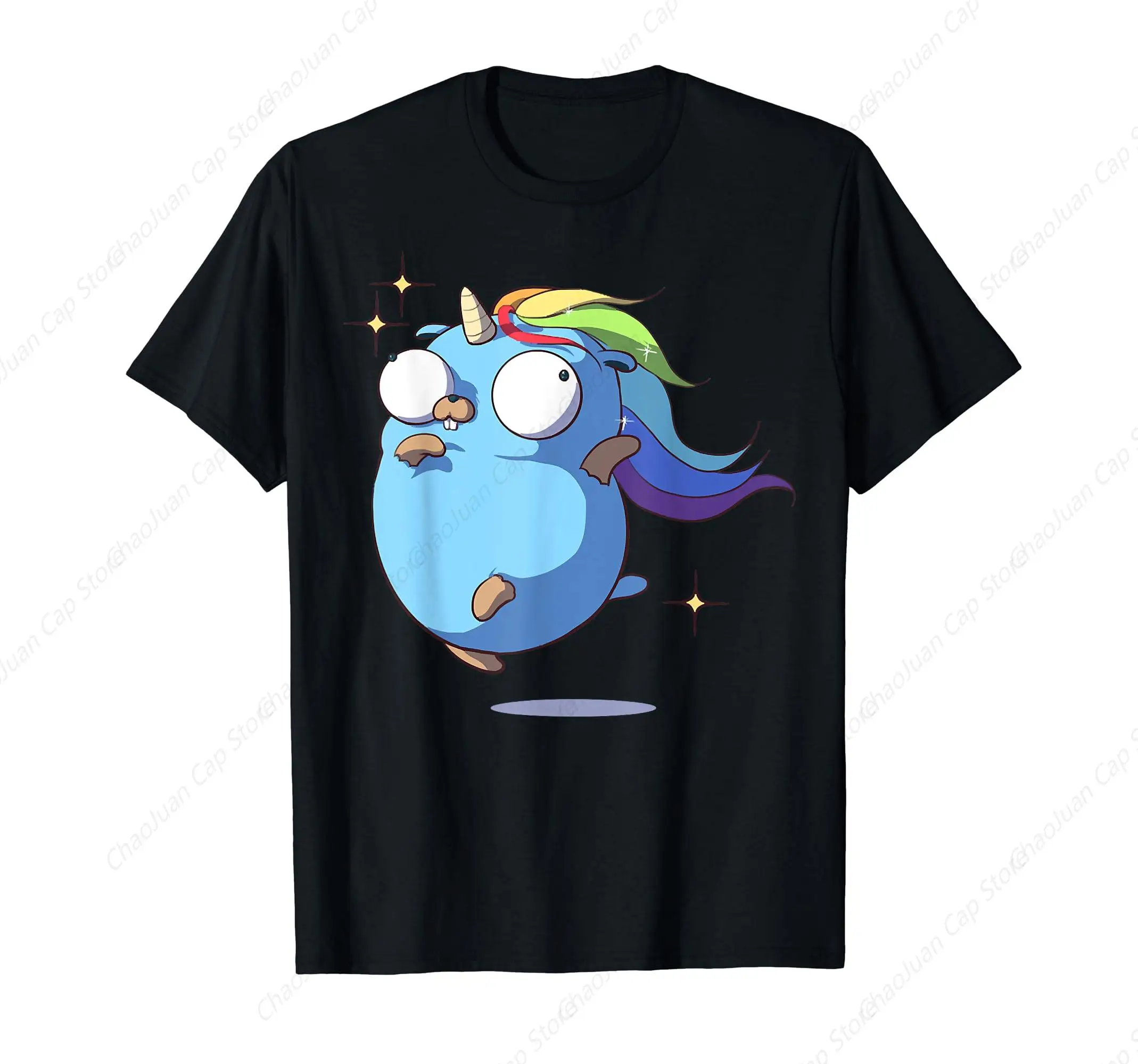 Golang Gopher Unicorn Classic T-Shirt For Men Printing Top T-Shirts Casual Hip Hop