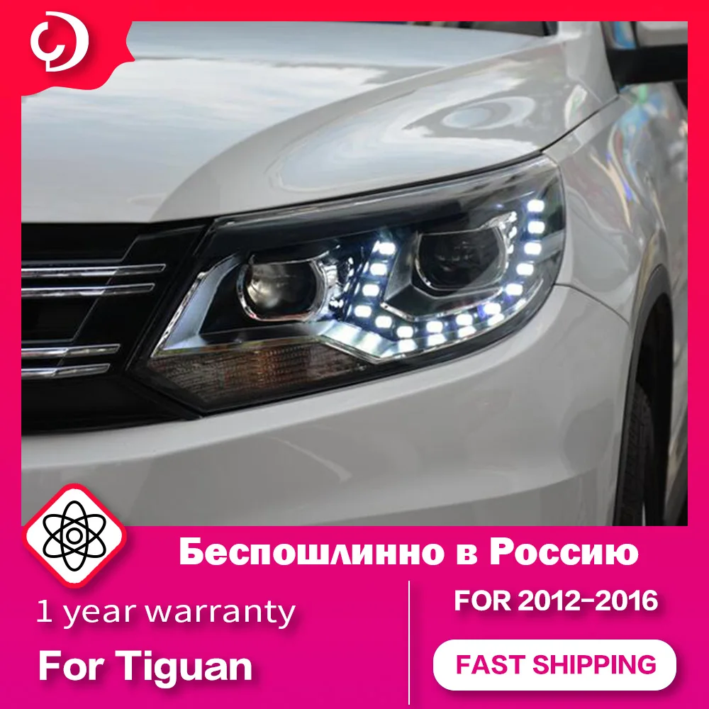 AKD Car Styling Headlights for Tiguan 2012-2016 The latest style teary eye design LED headlight bifocal lens Auto Accessories